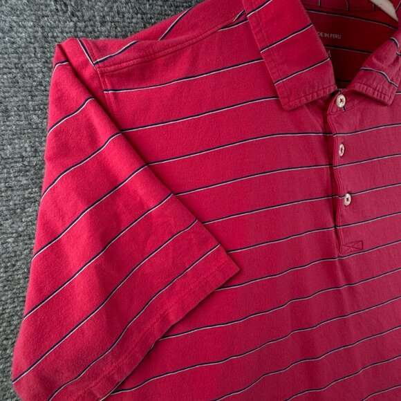 B. Draddy Men Short Sleeve Polo Shirt Striped Adult Stretch Medium Red Blue - Picture 9 of 12